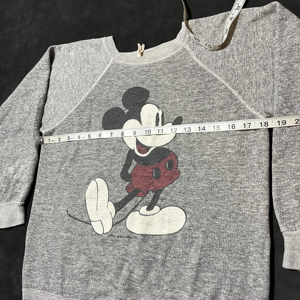 Vintage Mickey Mouse Sweatshirt Flocked 1960s Raglan Disney Tropix Togs Crewneck - Picture 6 of 9
